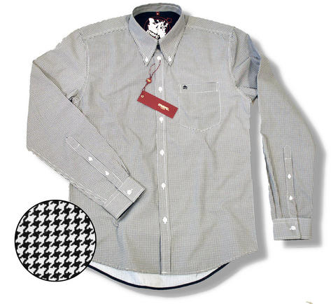 Merc Mod Dogtooth 2 Tone Black White Long Sleeve Shirt  Preview
